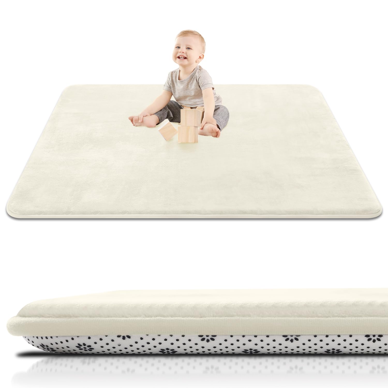 SEPARO Thick Baby Play Mat for Floor,50 x 50 Playpen Mat,Tummy Time Foam Mats,Ultra Soft Support & Plush Feel,Easy Care with Non-Slip Cushioned for Infant,Kids and Toddler Crawling,Grey