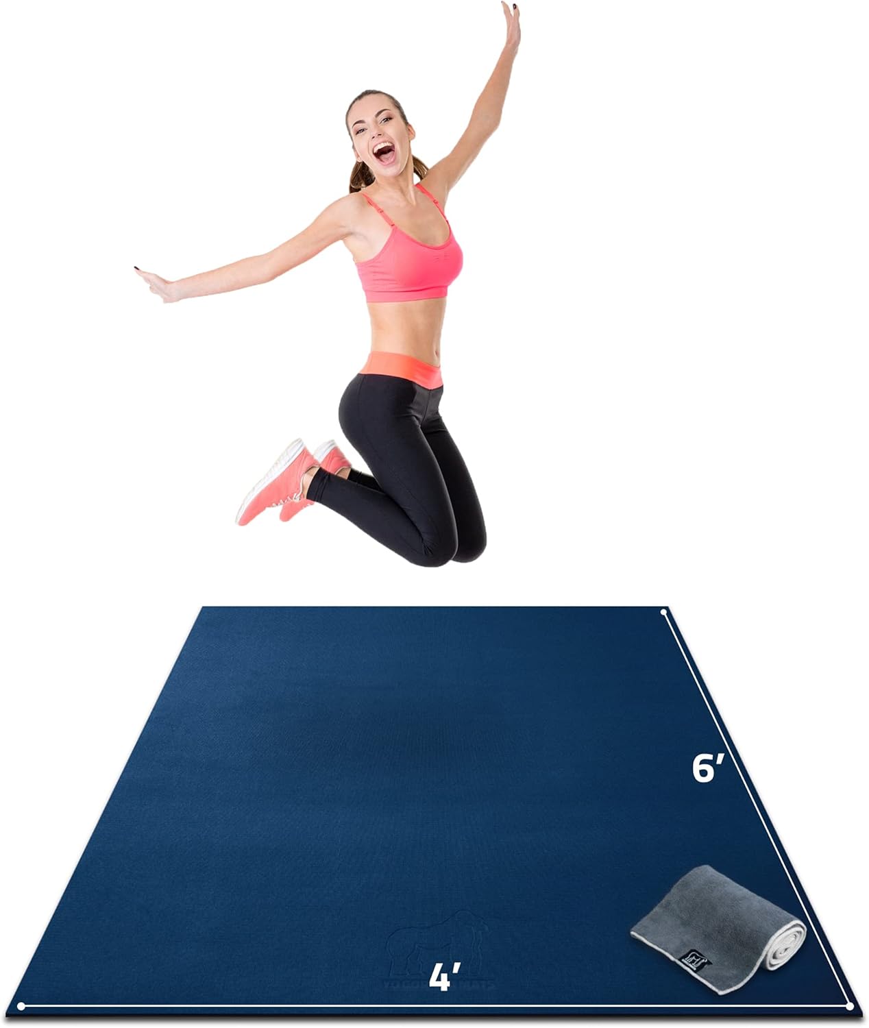 Gorilla Mats Premium Large Exercise Mat – 6' x 4' x 1/4" Ultra Durable, Non-Slip, Workout Mat for Instant Home Gym Flooring – Works Great on Any Floor Type or Carpet – Use With or Without Shoes