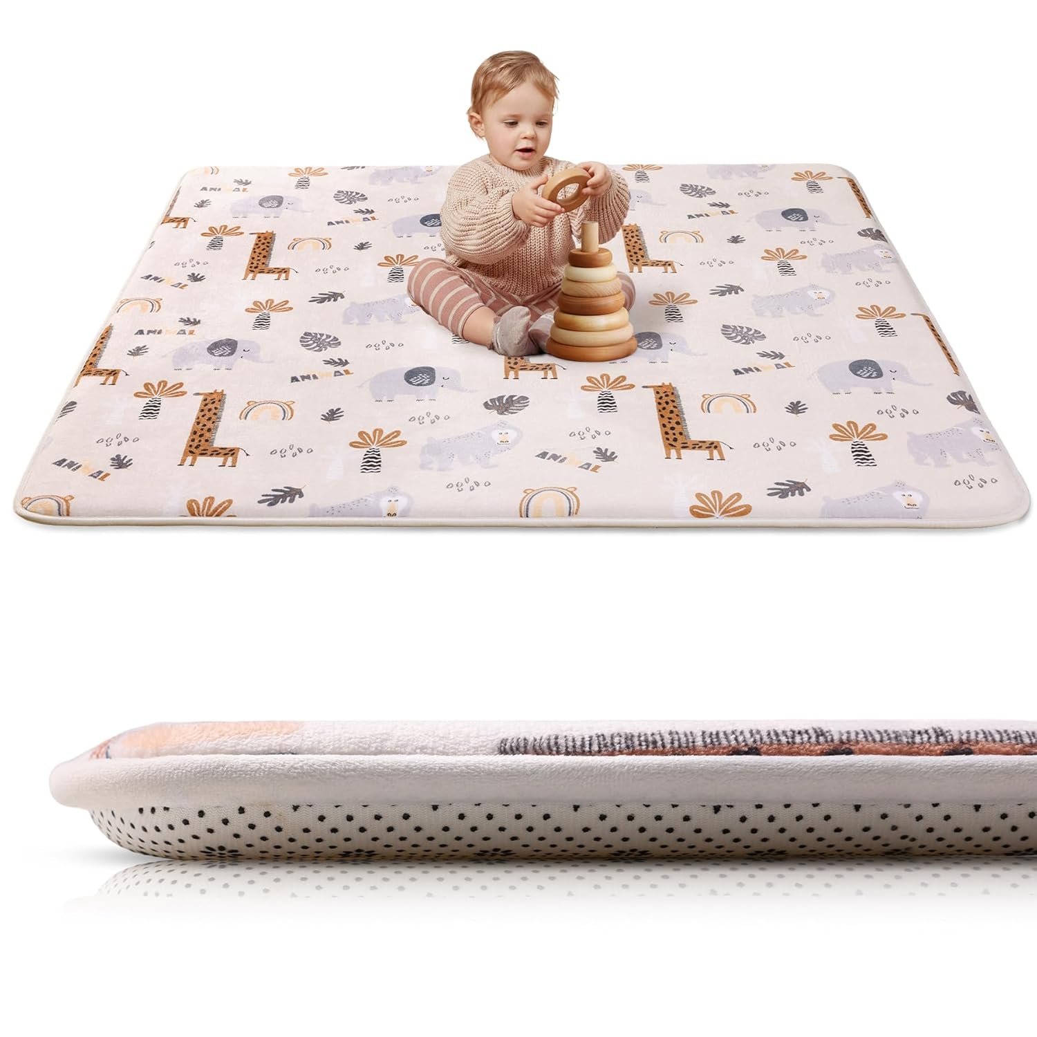 SEPARO Thick Baby Play Mat for Floor,50 x 50 Playpen Mat,Tummy Time Foam Mats,Ultra Soft Support & Plush Feel,Easy Care with Non-Slip Cushioned for Infant,Kids and Toddler Crawling,Grey