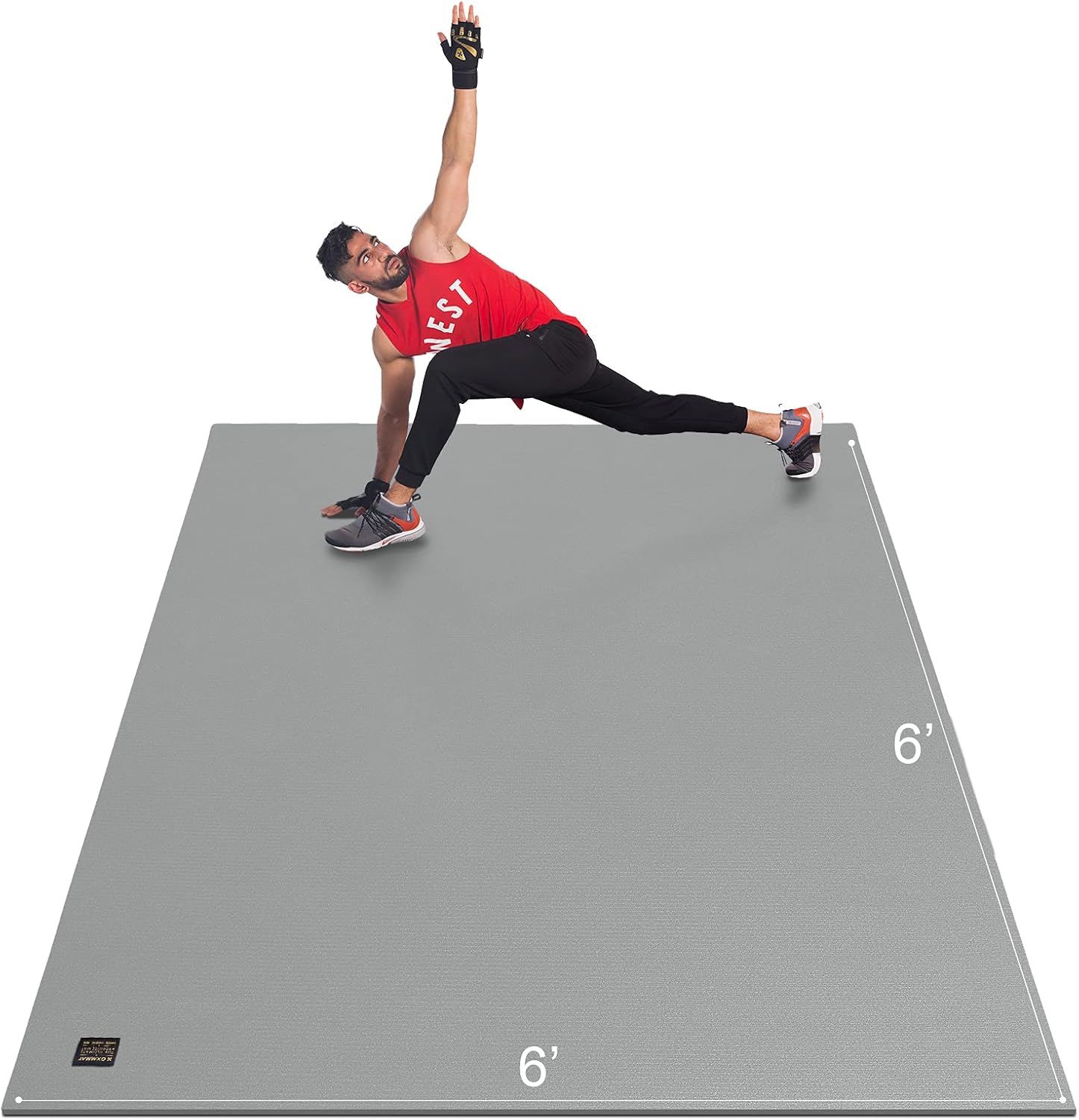 GXMMAT Large Exercise Mat 6'x4'/6'x5'/6'x6'(7mm), Thick Workout Mats for Home Gym Flooring, Extra Wide Non-Slip Durable Cardio Mat, Shoe Friendly, Perfect for Plyo, MMA, Jump Rope, Weights, Fitness