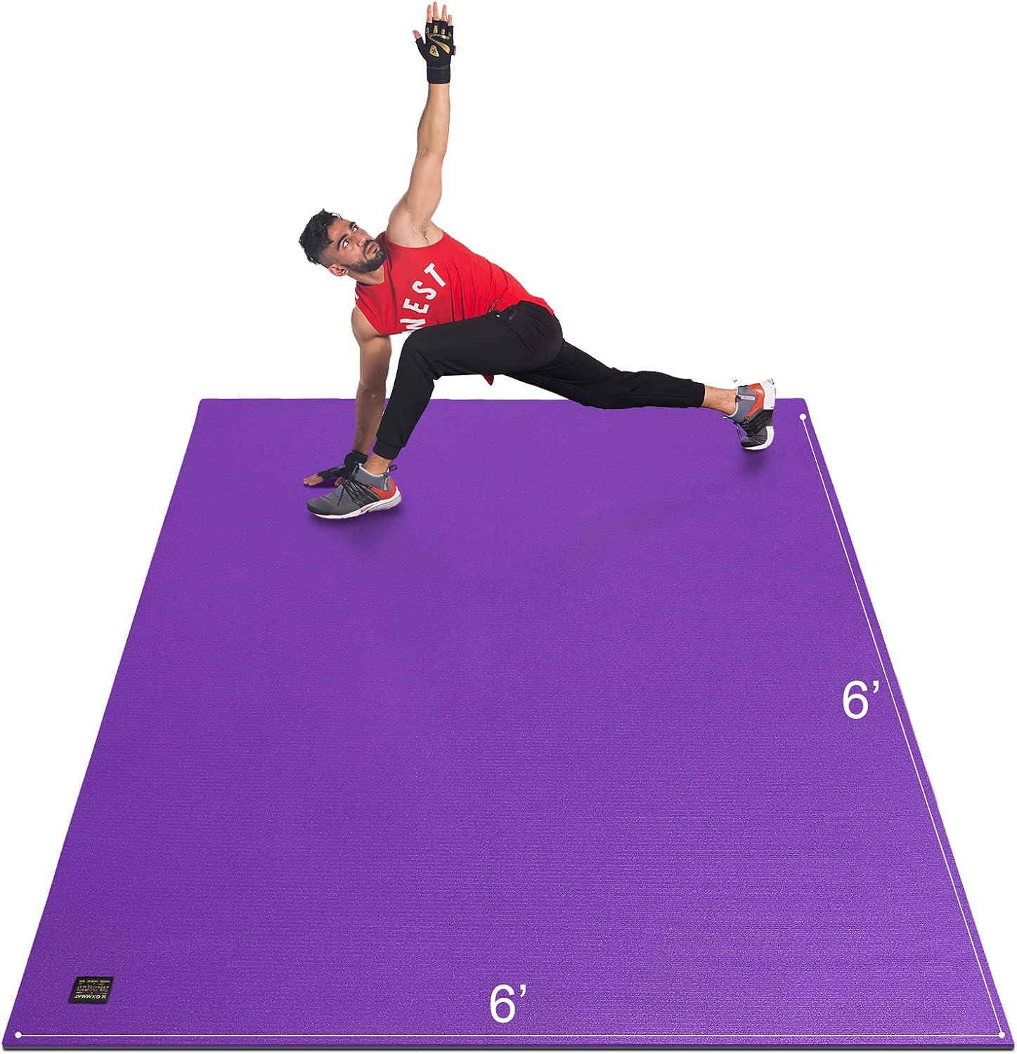 GXMMAT Large Exercise Mat 6'x4'/6'x5'/6'x6'(7mm), Thick Workout Mats for Home Gym Flooring, Extra Wide Non-Slip Durable Cardio Mat, Shoe Friendly, Perfect for Plyo, MMA, Jump Rope, Weights, Fitness