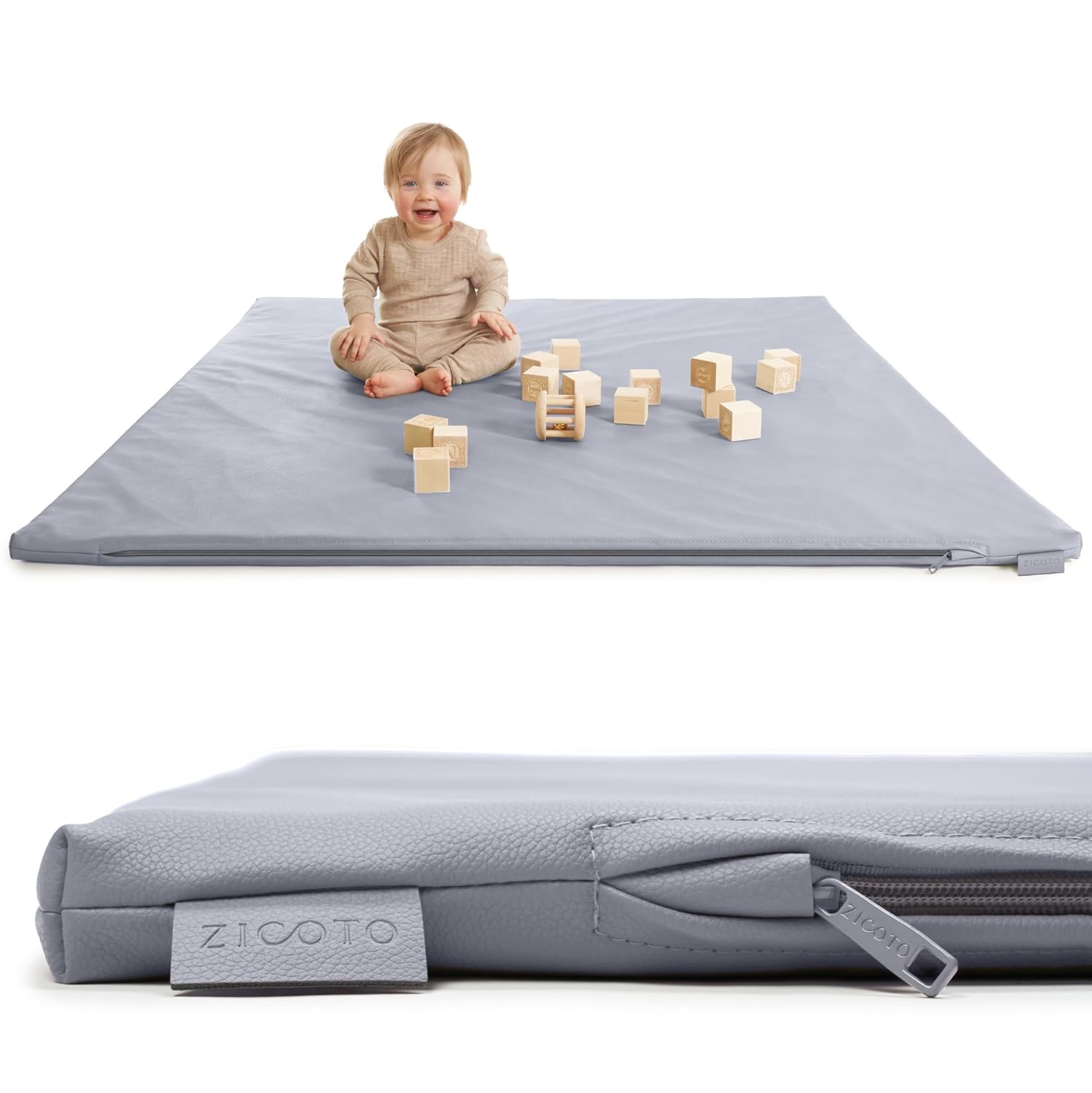 Stylish Padded Baby Play Mat for Your Boy or Girl - Extra Thick & Super Soft Vegan Leather Floor Mat Creates A Safe Play Area for Little Ones - A Beautiful Playmat That Fits Nicely Into Any Playroom