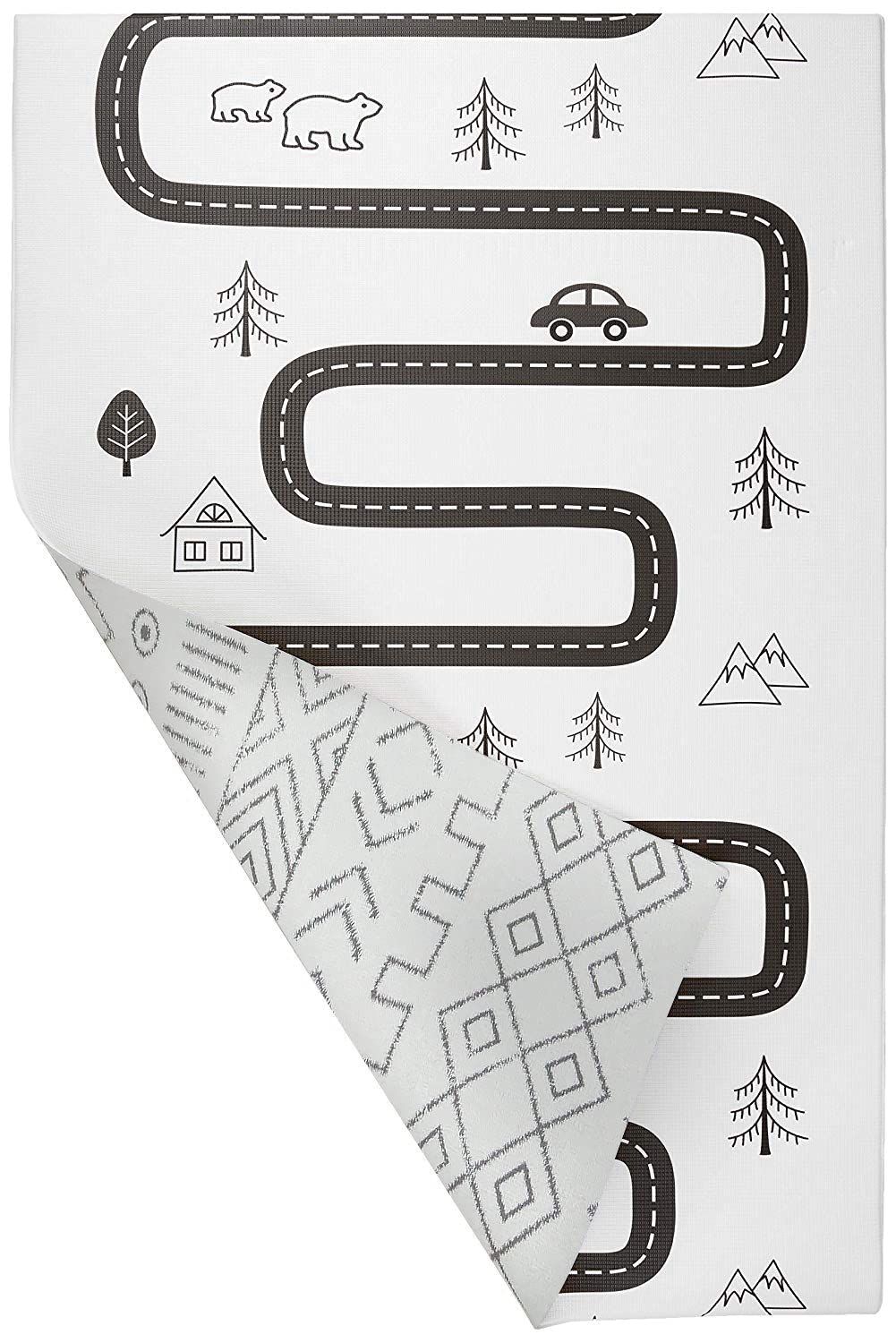 Baby Care Play Mat (Medium, Hygge - Twig & Maze) 73’’ x 49’’ Original One-Piece Reversible Rollable Waterproof Play Mat for Infants, Babies, Toddler, and Kids