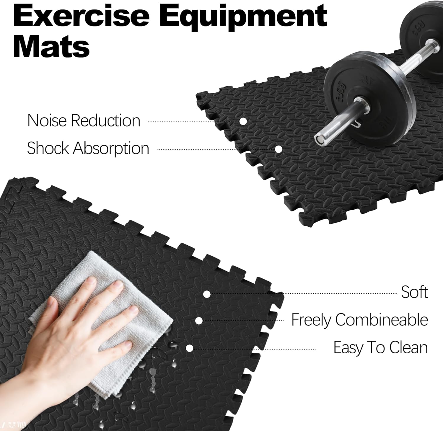 Fitvids Puzzle Exercise Gym Flooring Mat, 3/4" Thick High-Density EVA Interlocking Tiles, Workout Mat for Home Gym, Fitness Equipment, MMA, Gymnastics, 24-Piece Shock-Absorbing Exercise Mat (96 Sq Ft)