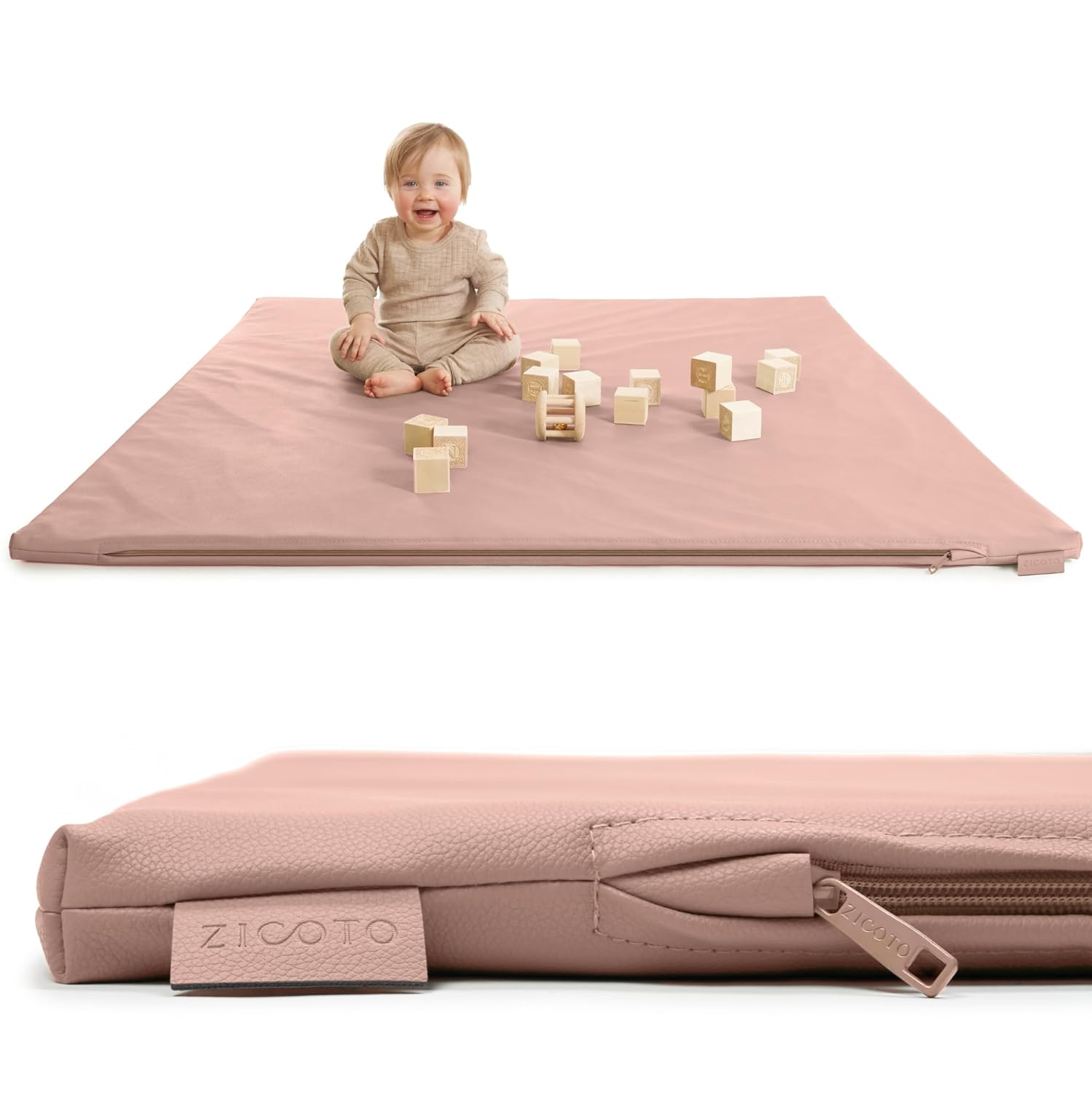 Stylish Padded Baby Play Mat for Your Boy or Girl - Extra Thick & Super Soft Vegan Leather Floor Mat Creates A Safe Play Area for Little Ones - A Beautiful Playmat That Fits Nicely Into Any Playroom