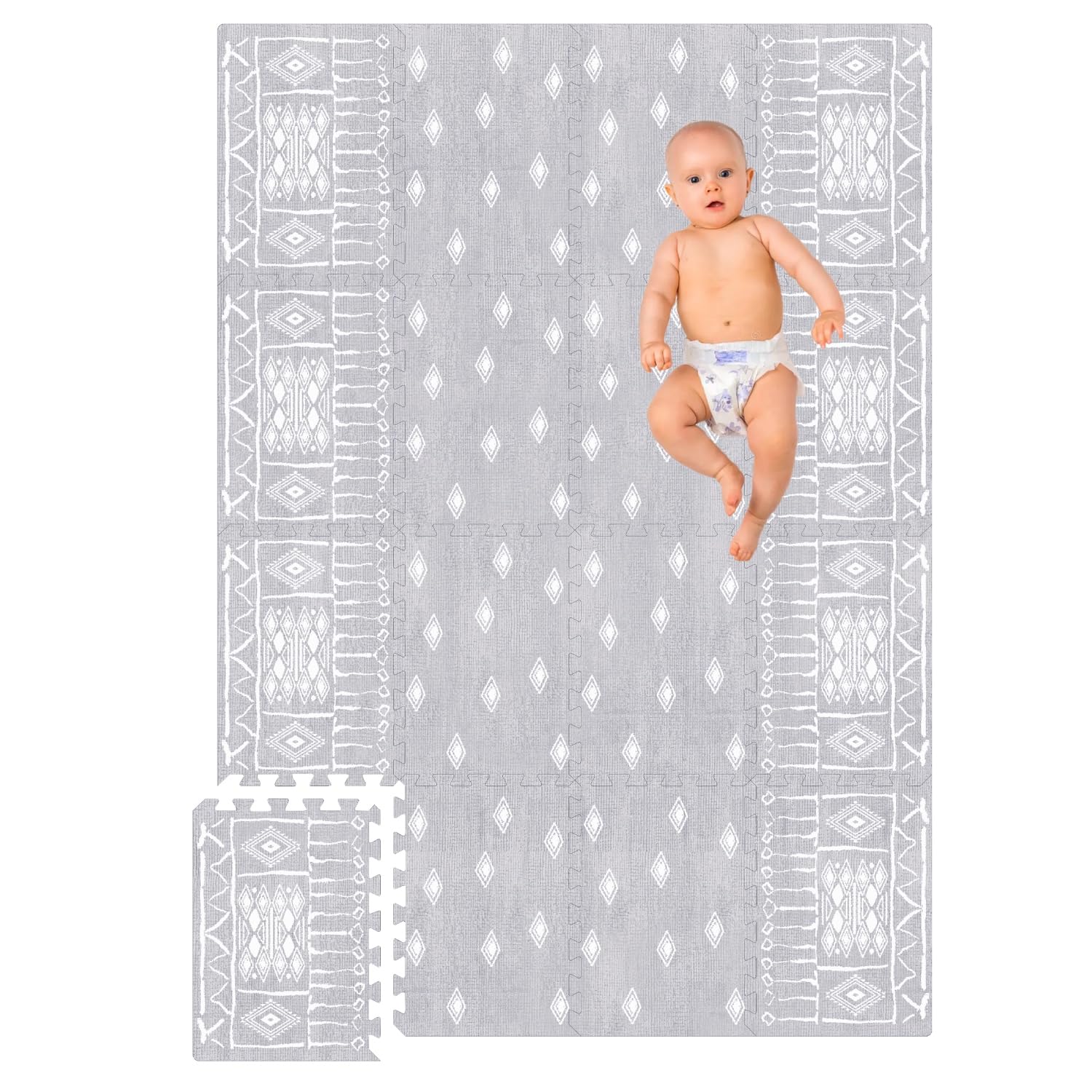 Upgraded Premium Soft Foam Baby Play Mat – Connectable to Create Larger Play Spaces, 5.5 x 3.9 ft, Easy to Clean, 0.5” Thick – Modern Terrazzo Design for Playrooms and Home Décor