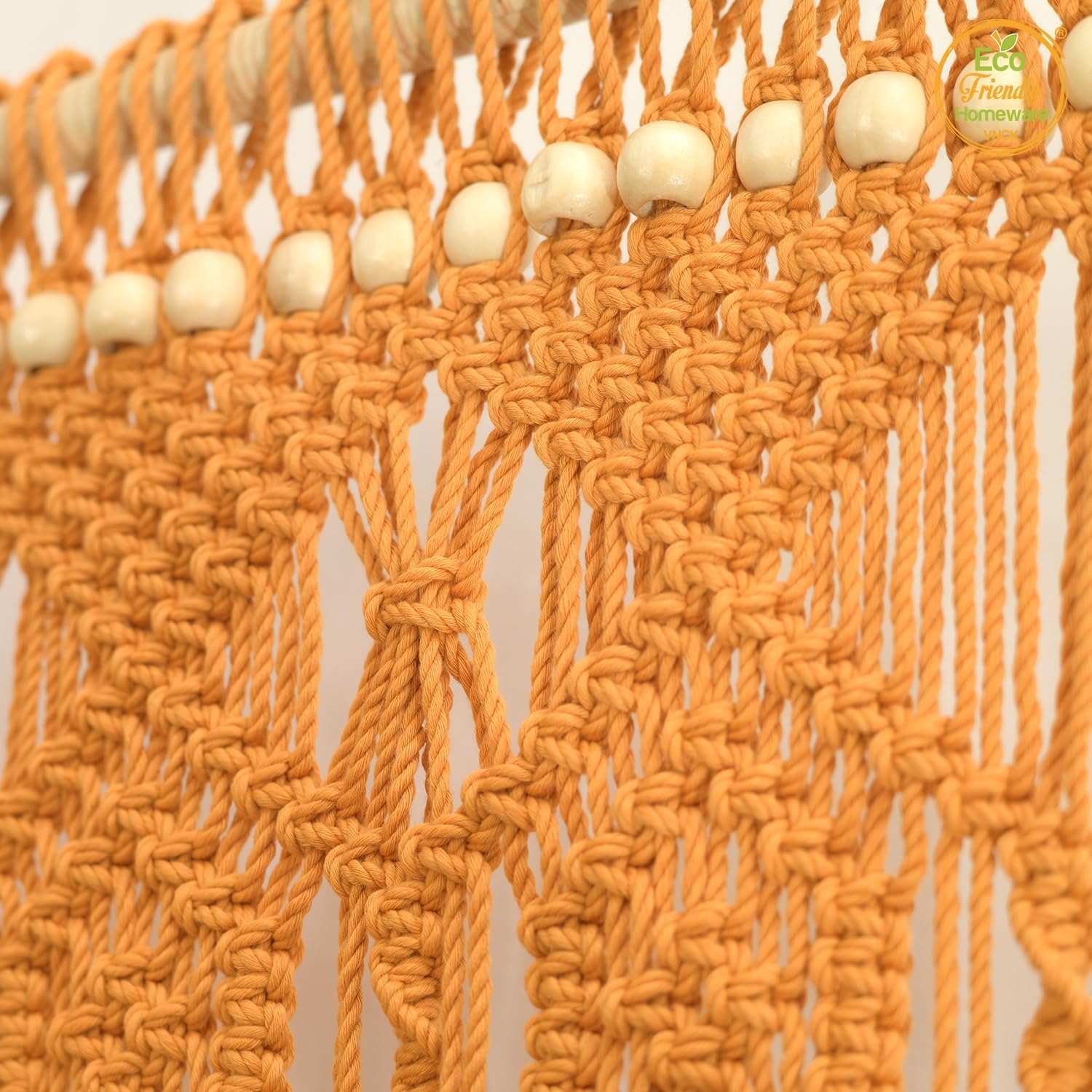 Macrame Curtains Boho, Beaded Curtains For Doorways, Macrame Wall Hanging, Bead Doorway Curtain, Boho Backdrop, Hanging Beads For Doorways, Beaded Doorway Curtain L77" X W35" (Gold)