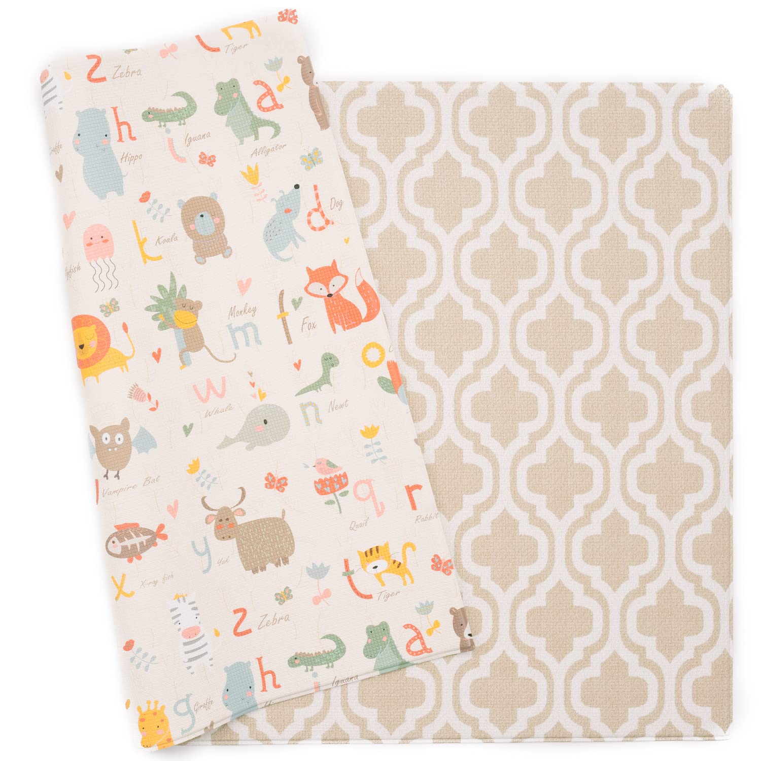 Baby Care Play Mat (Medium, Hygge - Twig & Maze) 73’’ x 49’’ Original One-Piece Reversible Rollable Waterproof Play Mat for Infants, Babies, Toddler, and Kids
