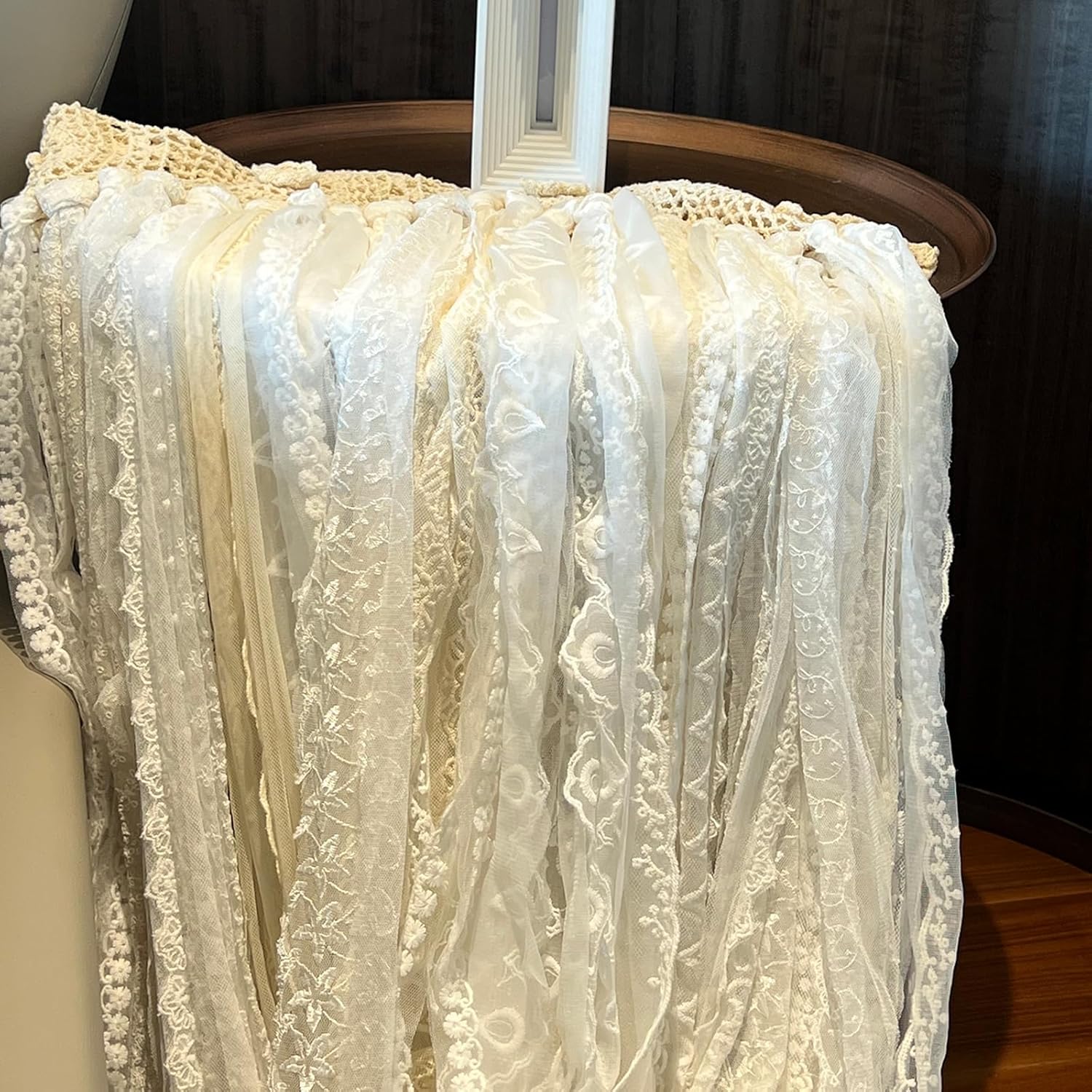 Lace Closet Curtain for Open Closet Boho Macrame Cotton Doorway Curtain Privacy Room Divider Curtain for Bedroom Kitchen Bathroom Wedding Backdrop Wall Hanging Bohemian Decor 40" W x 72" L Cream