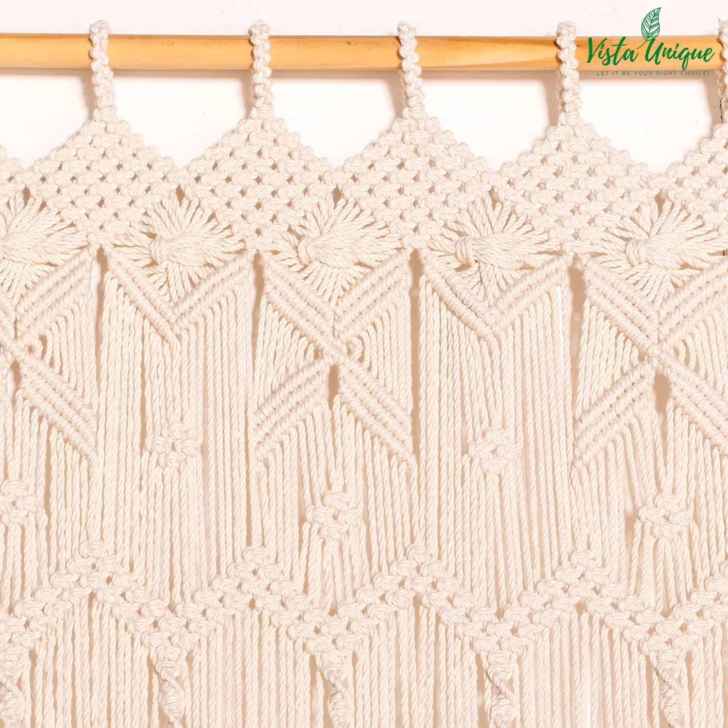 Beige Macrame Doorway Curtains Handmade Boho Doorway Curtain Bedroom 37" W * 77" L, Boho Curtains Macrame Wall Hanging - Beaded Curtains for Doorways