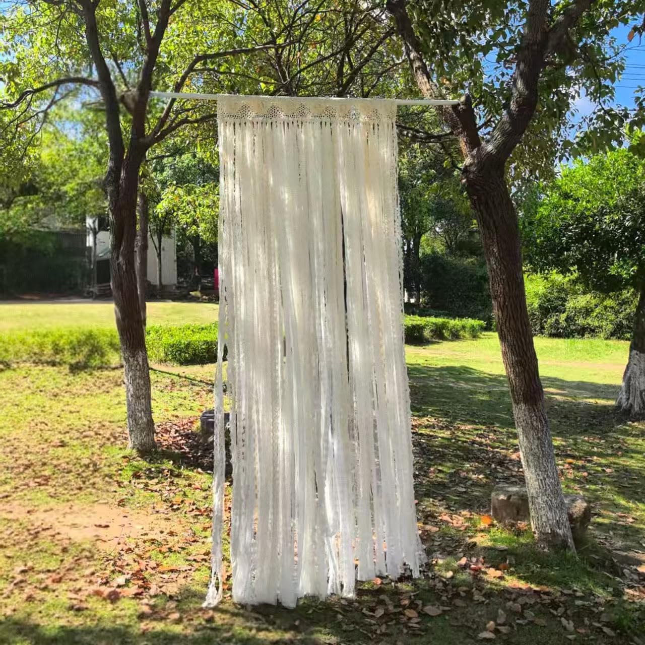 Lace Closet Curtain for Open Closet Boho Macrame Cotton Doorway Curtain Privacy Room Divider Curtain for Bedroom Kitchen Bathroom Wedding Backdrop Wall Hanging Bohemian Decor 40" W x 72" L Cream