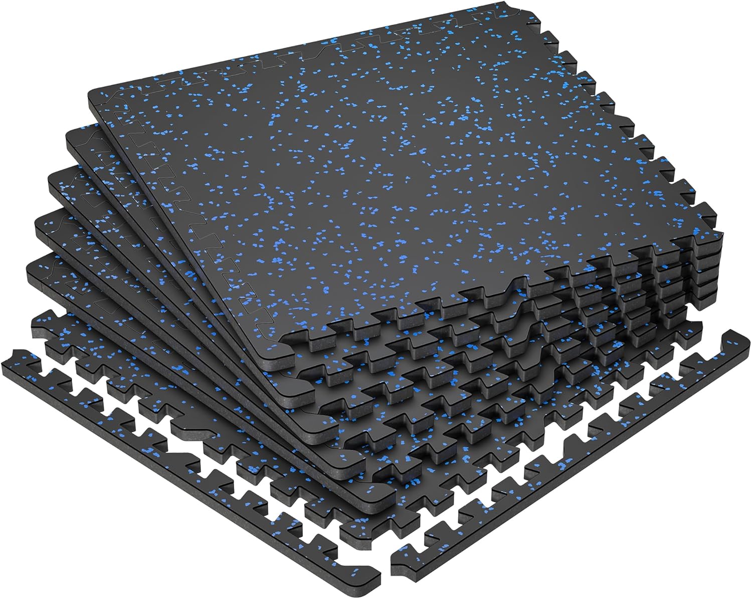 SUPERJARE 0.79'' Extra-Thick Exercise Equipment Mats, 12 Pcs 48 Sq Ft Rubber Top Floor Tiles with High Density EVA Foam, Interlocking Gym Flooring for Home Gym, Workout Mat, Black/Grey