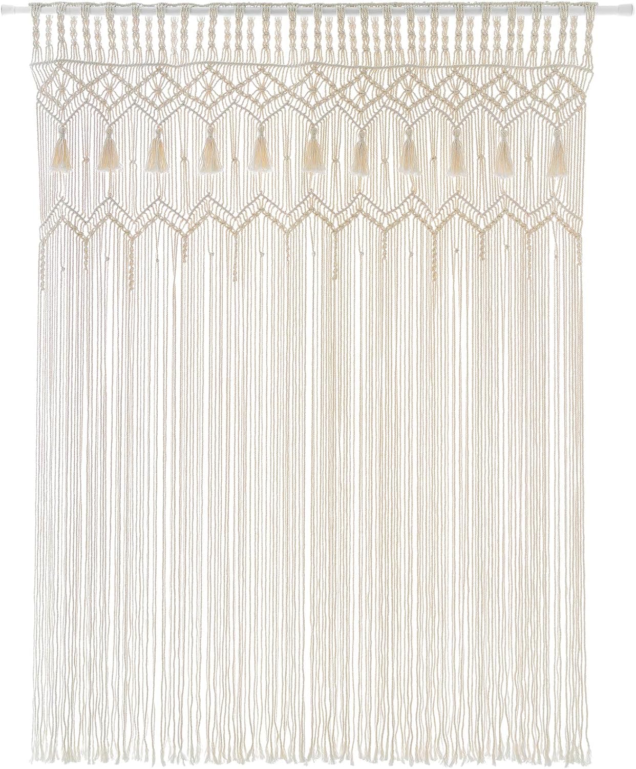 Mkono Macrame Curtain Large Boho Woven Wall Hanging Window Curtains Handmade Bohemian Decor for Window Doorway Closet Wedding Backdrop Arch Bedroom Living Room Apartment, 51''W x 70''L, Set of 2