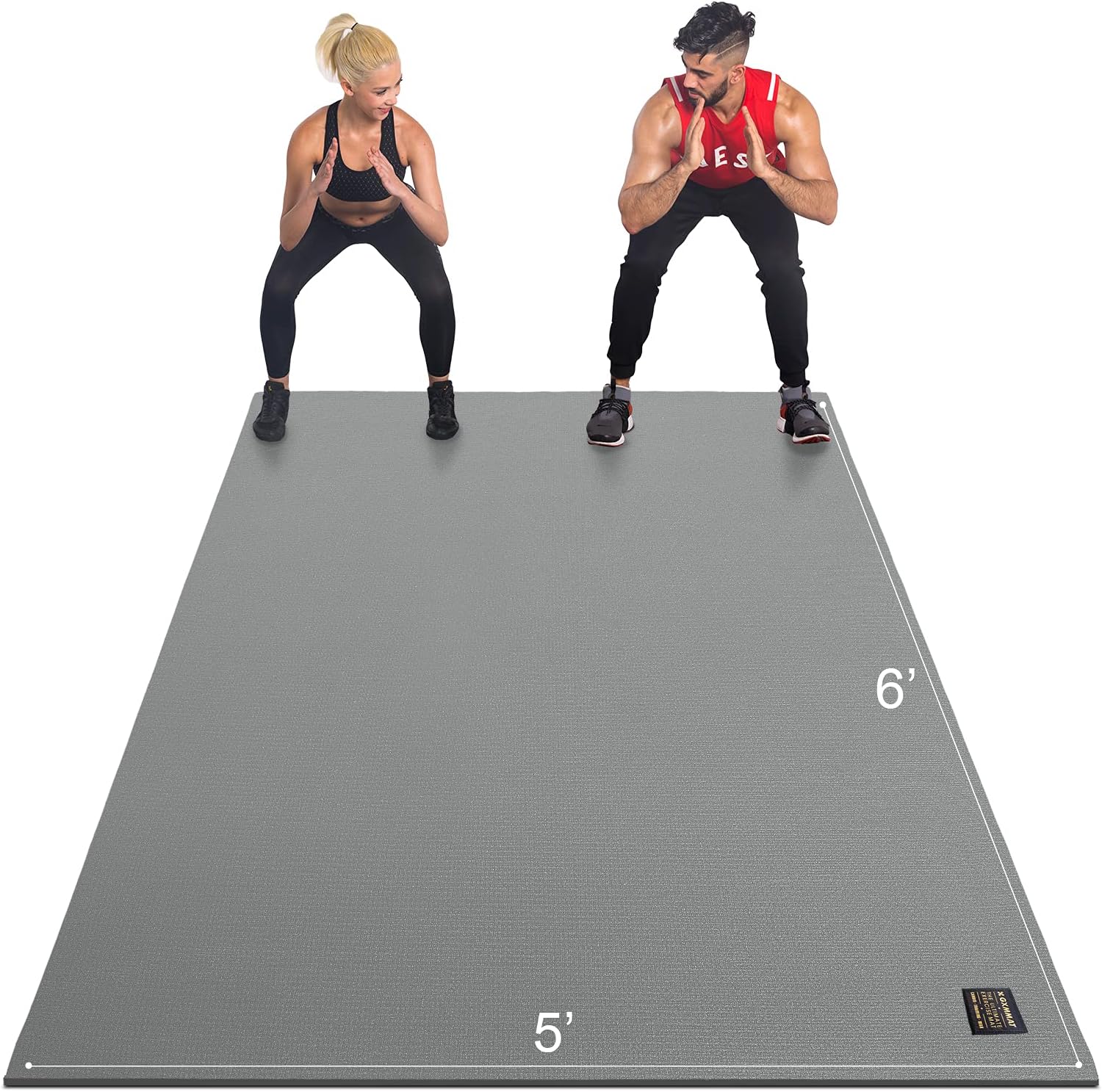 GXMMAT Large Exercise Mat 6'x4'/6'x5'/6'x6'(7mm), Thick Workout Mats for Home Gym Flooring, Extra Wide Non-Slip Durable Cardio Mat, Shoe Friendly, Perfect for Plyo, MMA, Jump Rope, Weights, Fitness