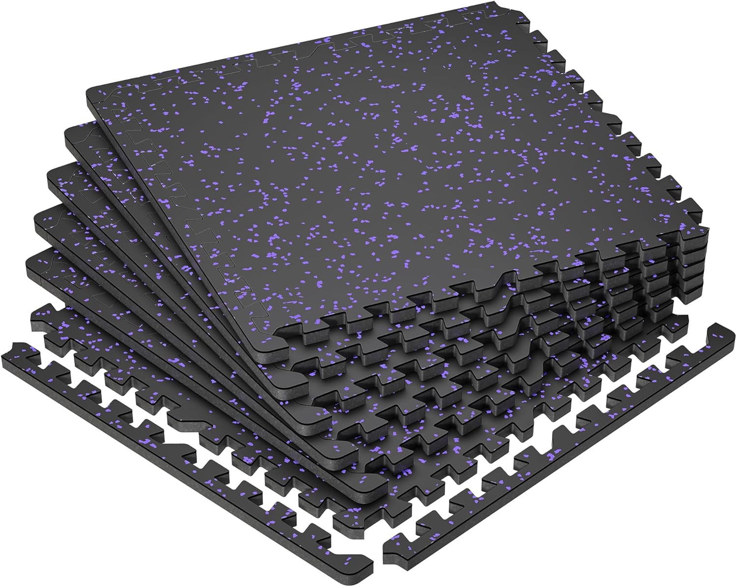SUPERJARE 0.79'' Extra-Thick Exercise Equipment Mats, 12 Pcs 48 Sq Ft Rubber Top Floor Tiles with High Density EVA Foam, Interlocking Gym Flooring for Home Gym, Workout Mat, Black/Grey