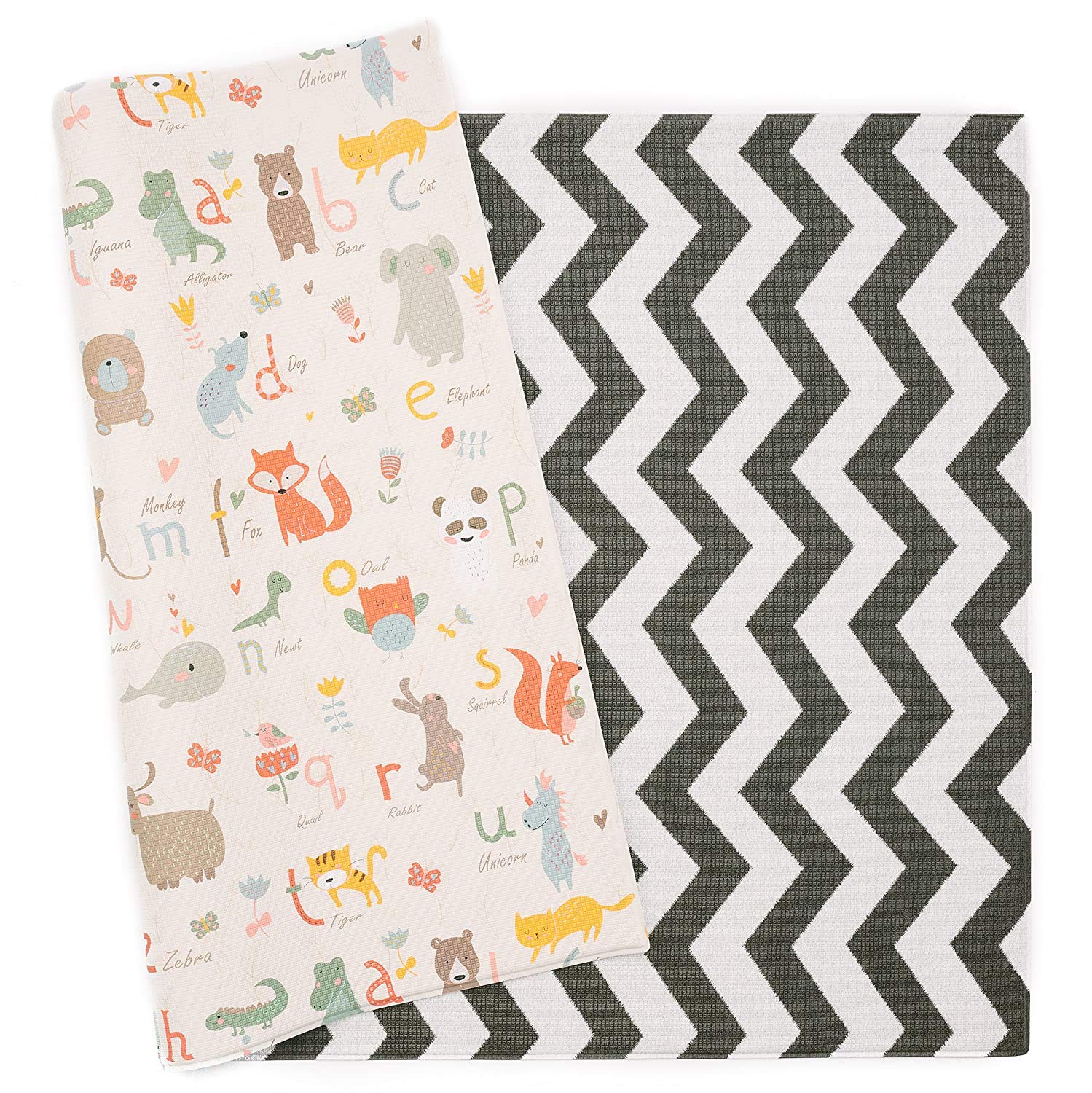 Baby Care Play Mat (Medium, Hygge - Twig & Maze) 73’’ x 49’’ Original One-Piece Reversible Rollable Waterproof Play Mat for Infants, Babies, Toddler, and Kids