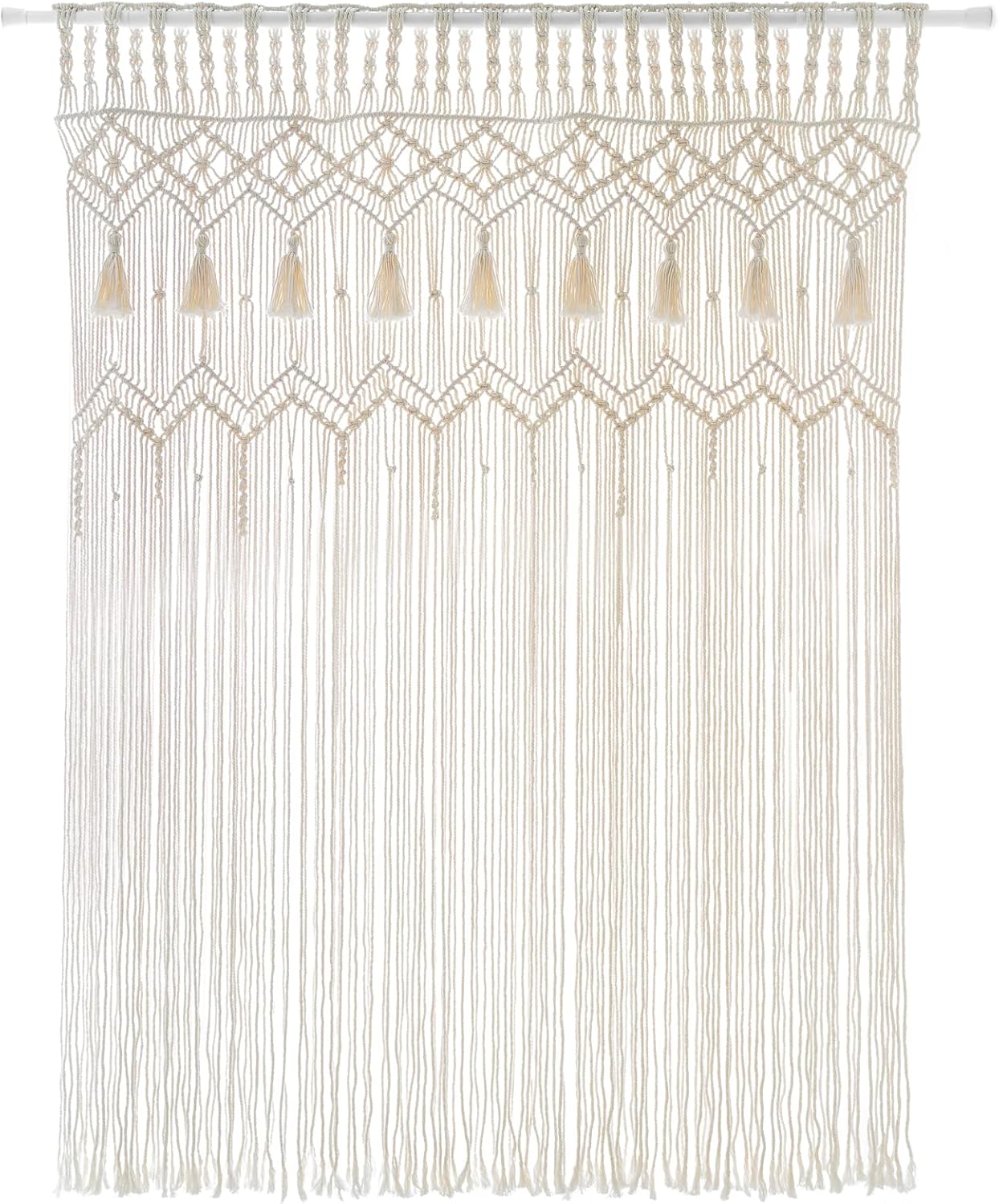 Mkono Macrame Curtain Large Boho Woven Wall Hanging Window Curtains Handmade Bohemian Decor for Window Doorway Closet Wedding Backdrop Arch Bedroom Living Room Apartment, 51''W x 70''L, Set of 2