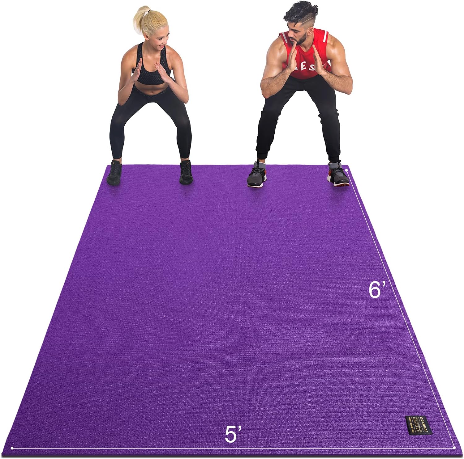 GXMMAT Large Exercise Mat 6'x4'/6'x5'/6'x6'(7mm), Thick Workout Mats for Home Gym Flooring, Extra Wide Non-Slip Durable Cardio Mat, Shoe Friendly, Perfect for Plyo, MMA, Jump Rope, Weights, Fitness