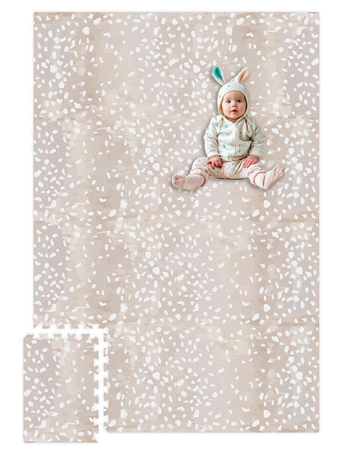 Upgraded Premium Soft Foam Baby Play Mat – Connectable to Create Larger Play Spaces, 5.5 x 3.9 ft, Easy to Clean, 0.5” Thick – Modern Terrazzo Design for Playrooms and Home Décor