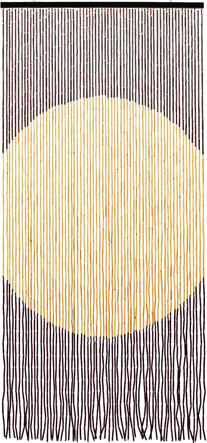Handmade Bamboo Beaded Curtain for Doorways 65 Strands 35.5" x 75" Boho Door Curtains Window Hanging Room Divider Partition for Home Decoration