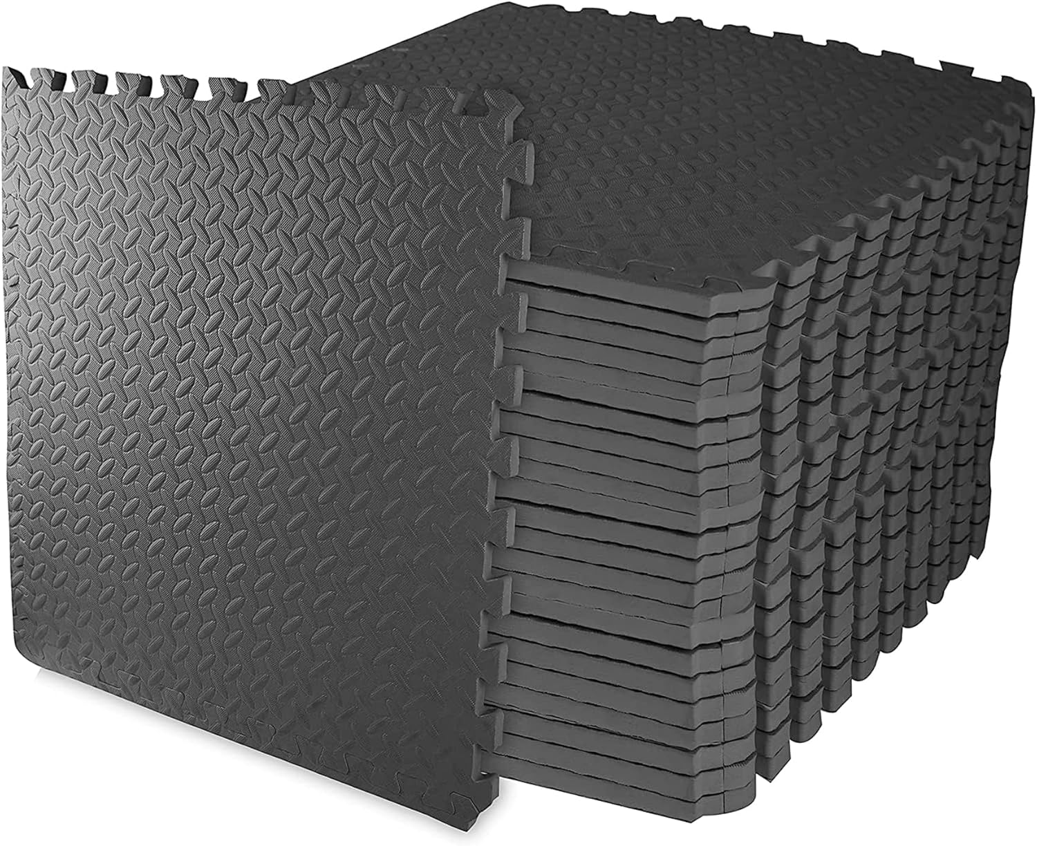 Elevon Puzzle Exercise Gym Flooring Mat, 1" Thick EVA Interlocking Foam Tiles Workout Mat for Home Gym, Fitness Equipment, MMA, Gymnastics, 18 Tiles Shock-Absorbing Exercise Mat, Black (72 Sq Ft)