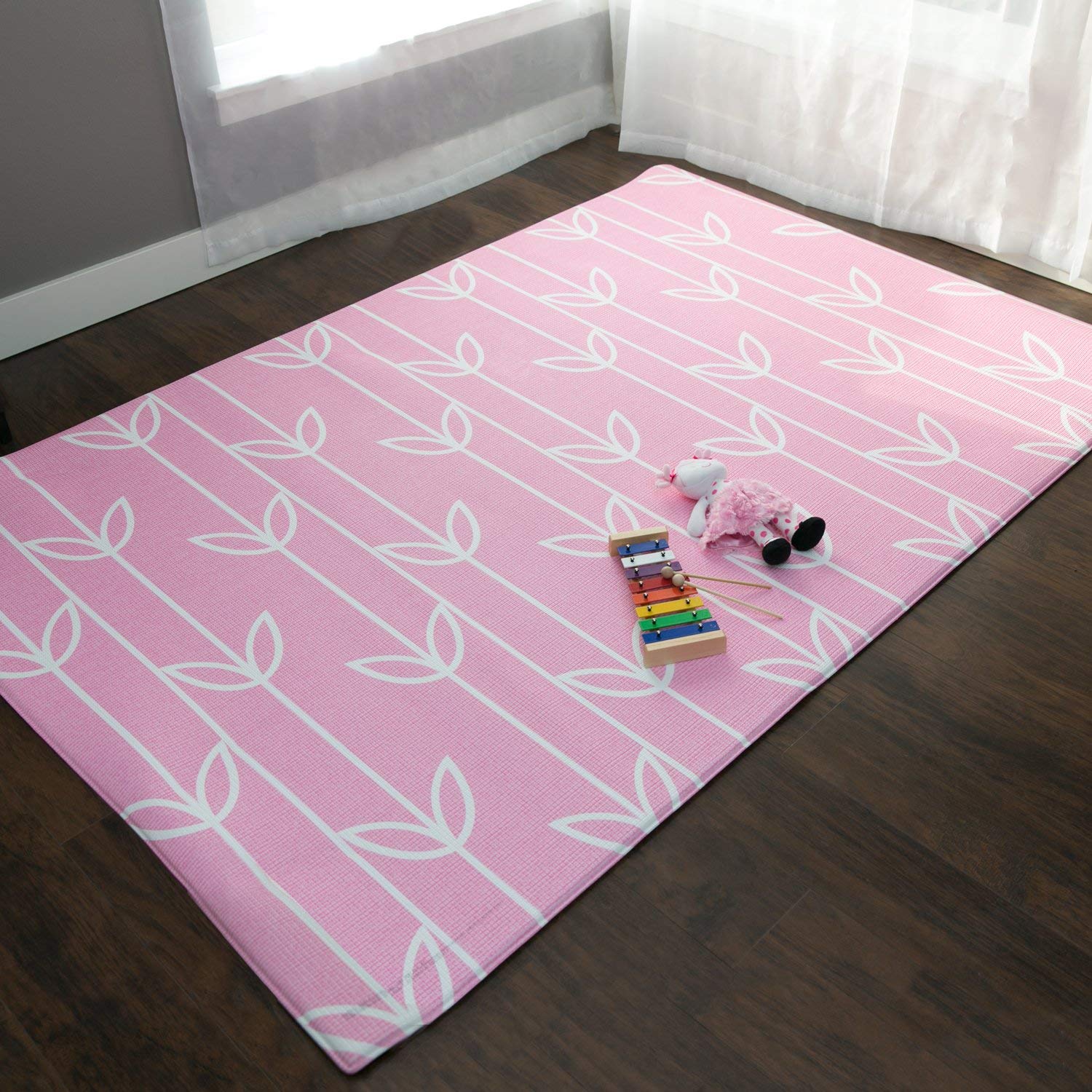 Baby Care Play Mat (Medium, Hygge - Twig & Maze) 73’’ x 49’’ Original One-Piece Reversible Rollable Waterproof Play Mat for Infants, Babies, Toddler, and Kids