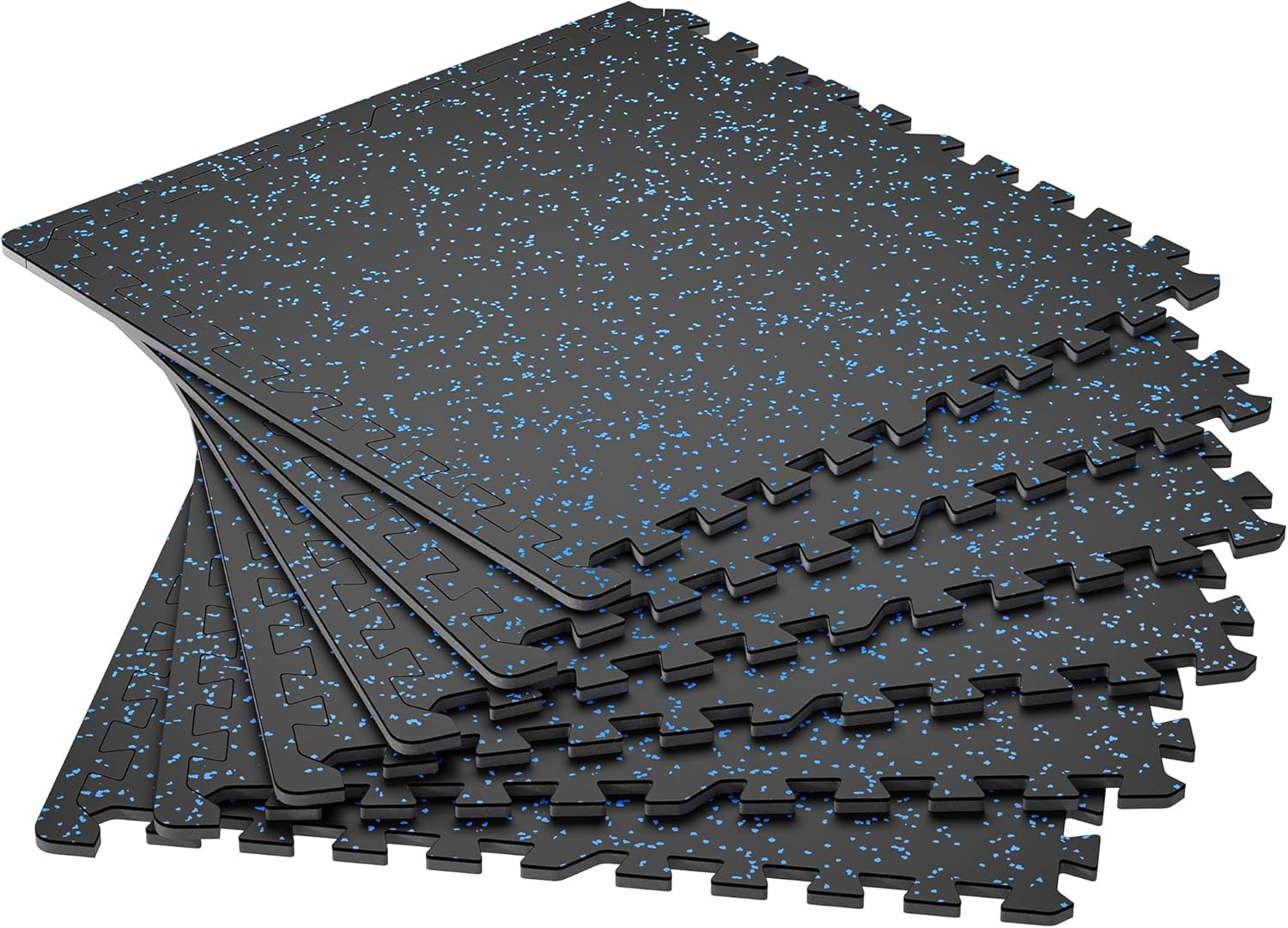 SUPERJARE 0.4'' Thick 24 Pcs 96 Sq Ft Rubber Top Exercise Equipment Mats, High Density EVA Foam Mats with Rubber Top, Interlocking Gym Flooring for Home Gym, Protective Workout Mat, Black/Grey
