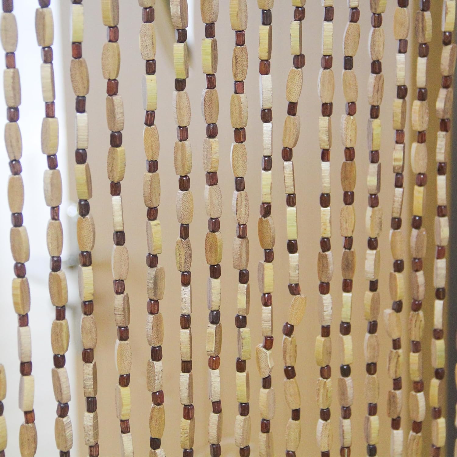 38 Strands Colorful Boho Hippie Door Beads Curtain, Hanging Wood Beaded Curtain for Doorways 36 Inches x 79 Inches (Rainbow)