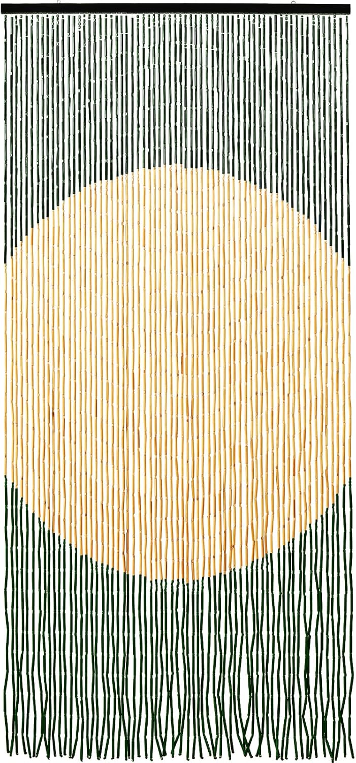 Handmade Bamboo Beaded Curtain for Doorways 65 Strands 35.5" x 75" Boho Door Curtains Window Hanging Room Divider Partition for Home Decoration