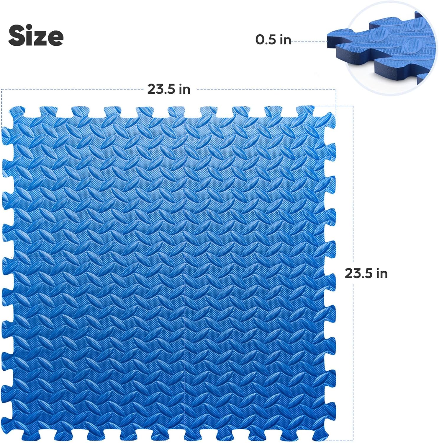 Home Gym Mat, Puzzle Exercise Mat, EVA Interlocking Foam Floor Tiles for Home Workout Equipment and Kids' Play Areas - Black, 24 in x 24 in x ½ in - 16 Tiles (Black, 16 Pack, 64 SQ FT)