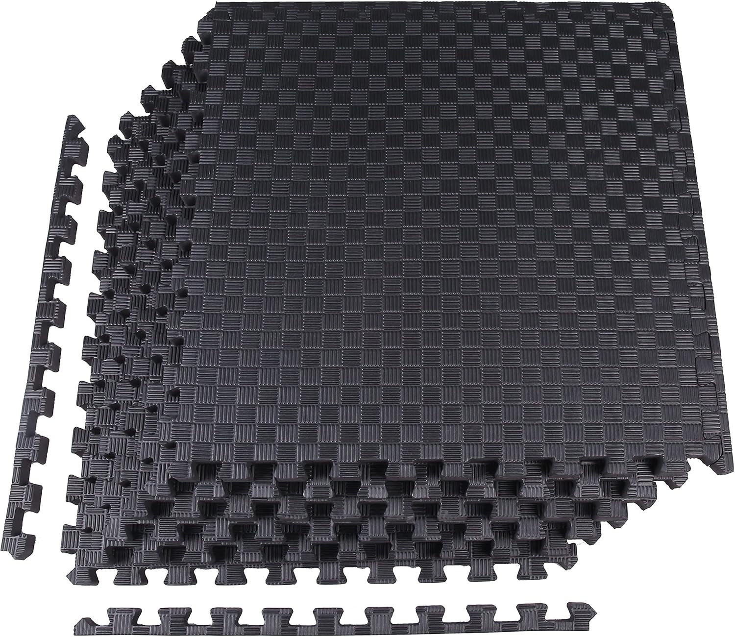 Elevon Puzzle Exercise Gym Flooring Mat, 1" Thick EVA Interlocking Foam Tiles Workout Mat for Home Gym, Fitness Equipment, MMA, Gymnastics, 18 Tiles Shock-Absorbing Exercise Mat, Black (72 Sq Ft)
