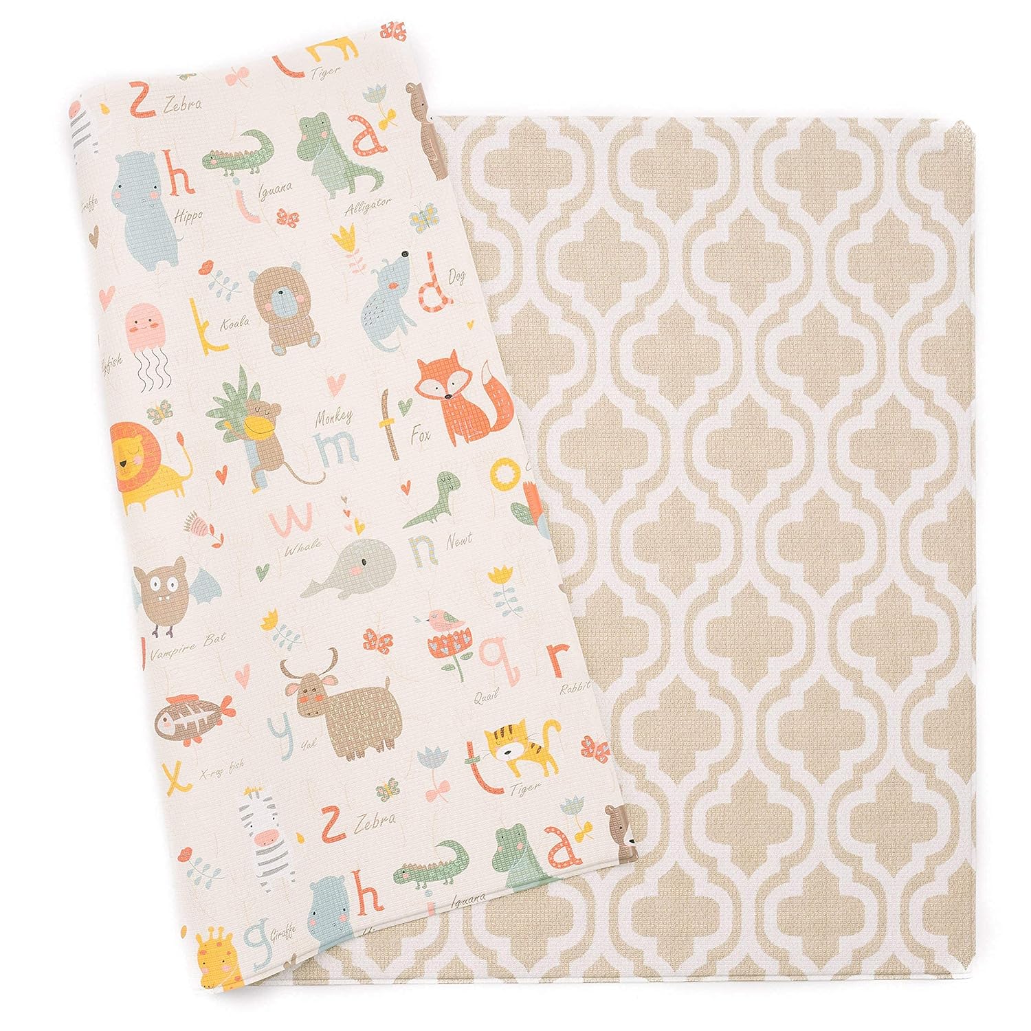 Baby Care Play Mat (Medium, Hygge - Twig & Maze) 73’’ x 49’’ Original One-Piece Reversible Rollable Waterproof Play Mat for Infants, Babies, Toddler, and Kids