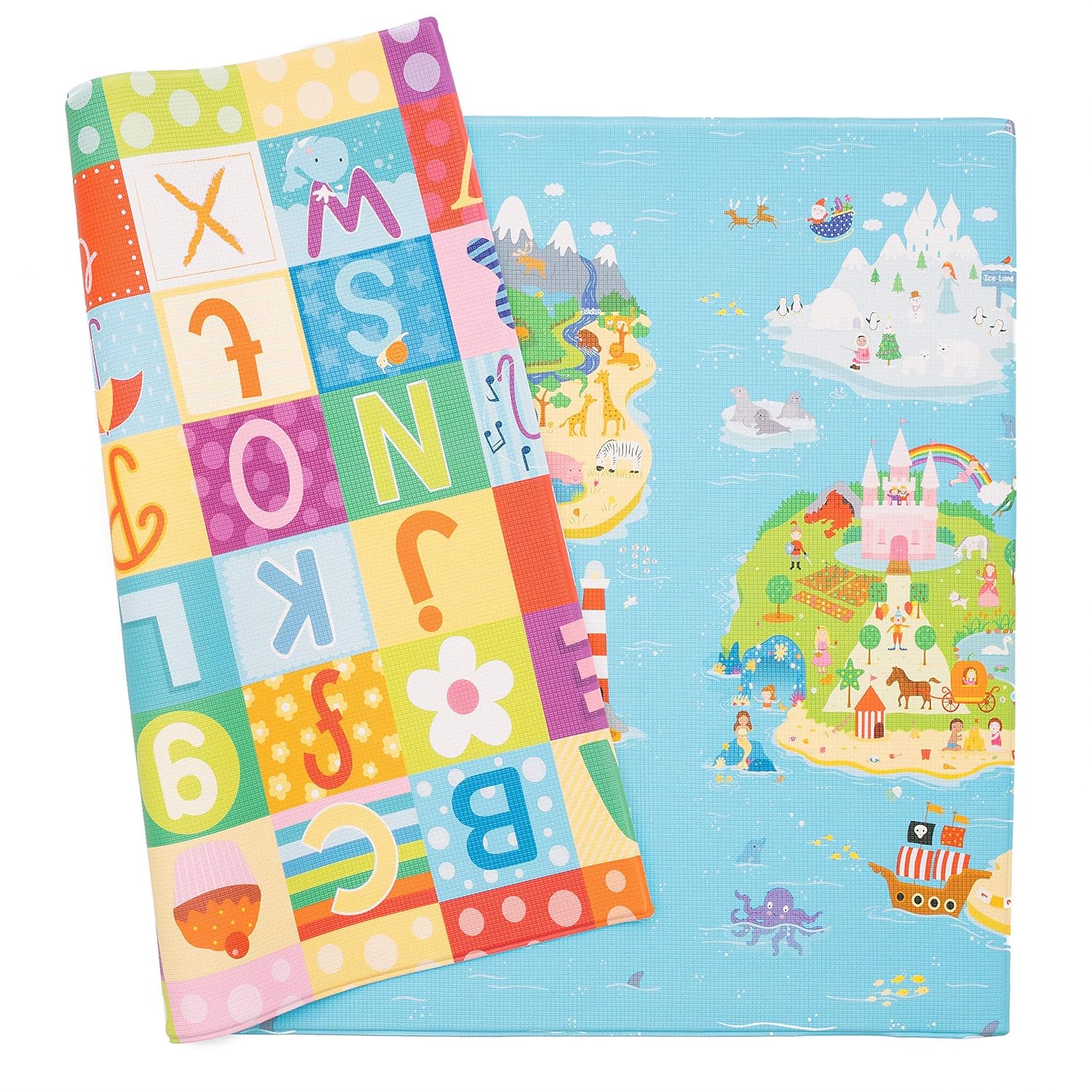 Baby Care Play Mat (Medium, Hygge - Twig & Maze) 73’’ x 49’’ Original One-Piece Reversible Rollable Waterproof Play Mat for Infants, Babies, Toddler, and Kids