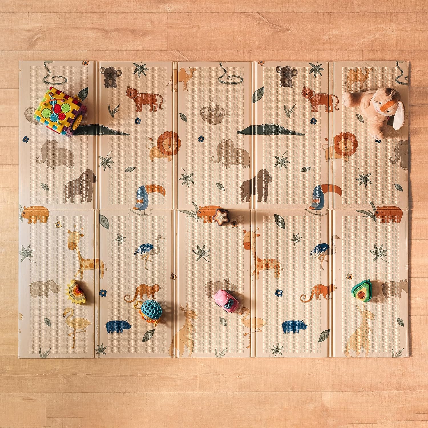 Nuby Reversible Baby Floor Mat, 77" x 58" - Foldable and Lightweight Baby Play Mat for Floor - Easy Storage and Travel - Stars and Sky