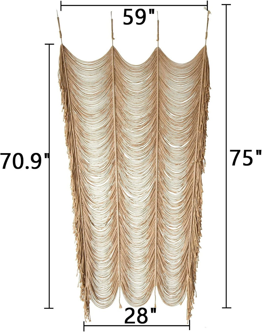Macrame Curtain Boho Curtain Doorway Window Wall Decor Fiber Yarn Art Handwoven Wall Hanging Art Craftsmanship Home Door Bedroom Wedding Backdrop Arch,Closet Room Divider 59" W x 75" H (1 Panel,Khaki)