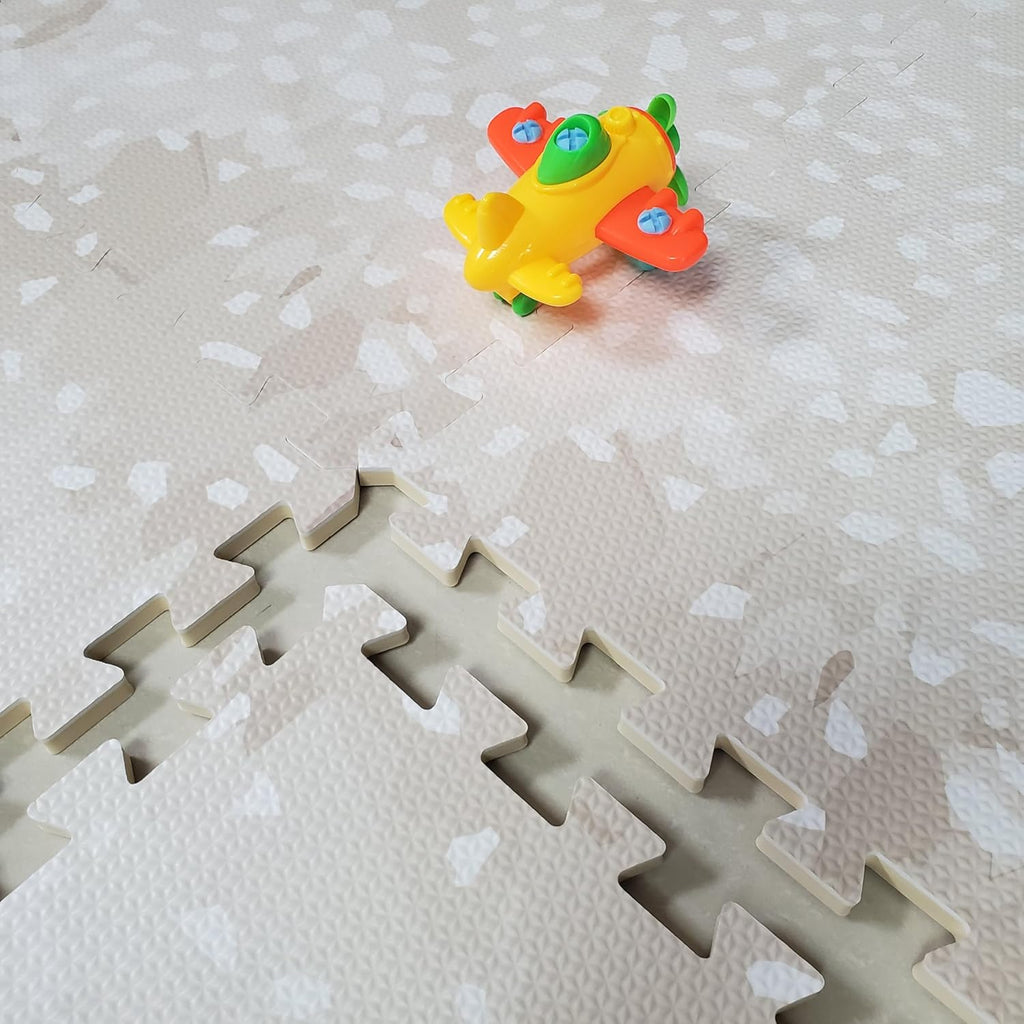 Upgraded Premium Soft Foam Baby Play Mat – Connectable to Create Larger Play Spaces, 5.5 x 3.9 ft, Easy to Clean, 0.5” Thick – Modern Terrazzo Design for Playrooms and Home Décor