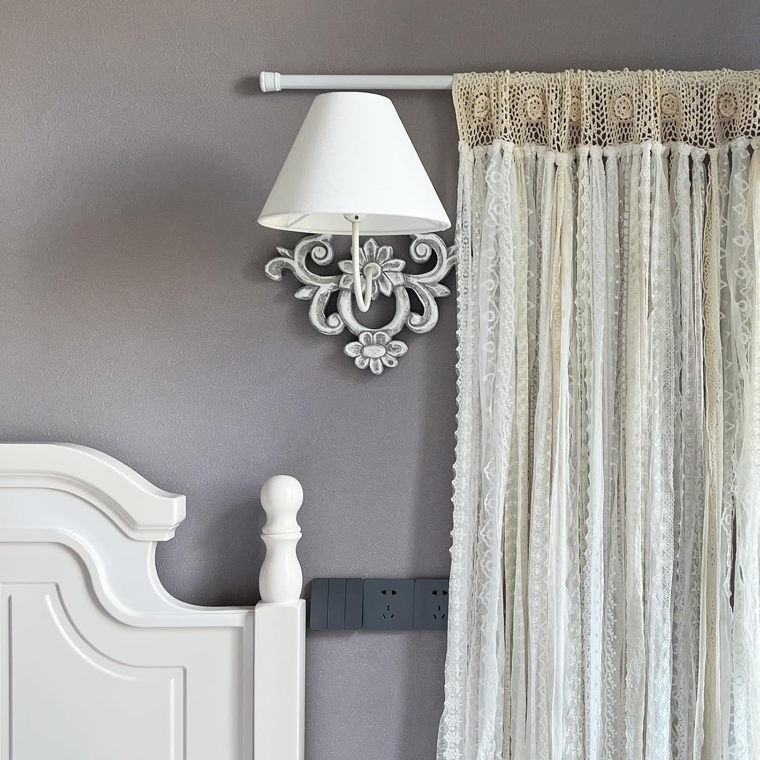 Lace Closet Curtain for Open Closet Boho Macrame Cotton Doorway Curtain Privacy Room Divider Curtain for Bedroom Kitchen Bathroom Wedding Backdrop Wall Hanging Bohemian Decor 40" W x 72" L Cream