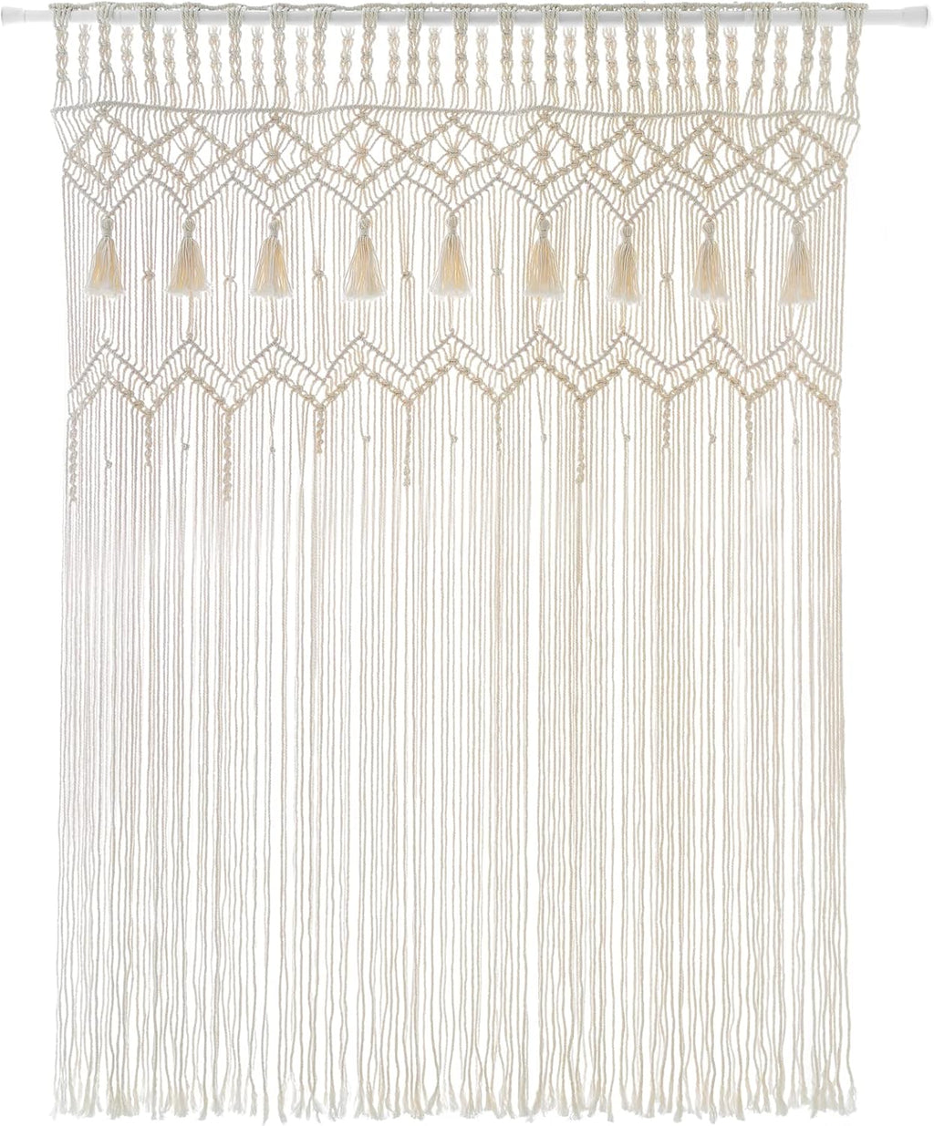 Mkono Macrame Curtain Large Boho Woven Wall Hanging Window Curtains Handmade Bohemian Decor for Window Doorway Closet Wedding Backdrop Arch Bedroom Living Room Apartment, 51''W x 70''L, Set of 2