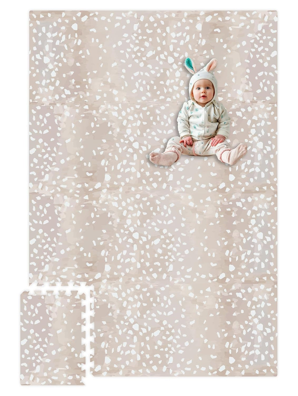 Upgraded Premium Soft Foam Baby Play Mat – Connectable to Create Larger Play Spaces, 5.5 x 3.9 ft, Easy to Clean, 0.5” Thick – Modern Terrazzo Design for Playrooms and Home Décor