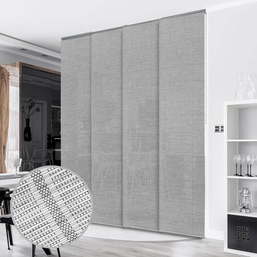 GoDear Design Adjustable Sliding Panel Hanging Room Dividers 45.8"- 86" W x 96" H, Extendable Vertical Blinds for Sliding Glass Doors, Closet Door Blinds Trimmable Fabric Panel Curtain Shades, Airo
